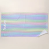 Soft Rainbow Holographic | Gepersonaliseerd Strandlaken (Voorkant)