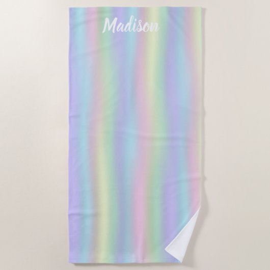 Soft Rainbow Holographic | Gepersonaliseerd Strandlaken (Voorkant)