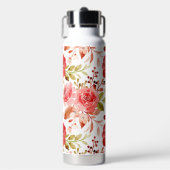Soft Red Blush  Floral Naam toevoegen Waterfles (Voorkant)