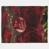Soft Red Rose Cozy Romantic Valentine Plush  Fleece Deken (Voorkant (Horizontaal))