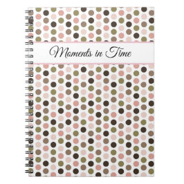 Soft, Retro Olive, Pink, and Brown Polka Dots Notitieboek