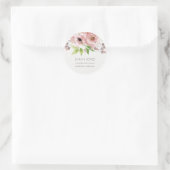 SOFT ROMANTIC BLUSH PINK WATERVERF FLORAL RONDE STICKER (Tas)