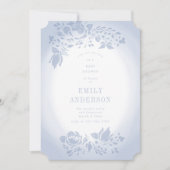 Soft Romantic Floral Baby shower Bleu Invitation (Devant)