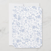 Soft Romantic Floral Baby shower Bleu Invitation (Dos)