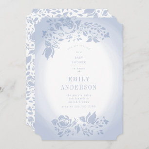 Soft Romantic Floral Baby shower Bleu Invitation