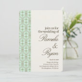 Soft Romantic Mint Wedding QR Code Kaart (Staand voorkant)