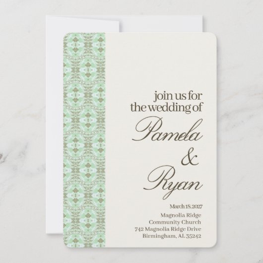 Soft Romantic Mint Wedding QR Code Kaart (Voorkant)