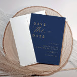 Soft Romantic Navy Mariage bleu et or<br><div class="desc">Donnez le ton à votre mariage de rêve avec notre superbe Soft Romantic Navy Blue & Gold Enregistrer la carte Date. Avec son arrière - plan bleu marine foncé orné d'un texte doré chatoyant, cette carte exhale élégance et sophistication, créant un prélude parfait à votre journée spéciale. 💌 Calligraphie moderne...</div>