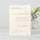Soft Romantic Script Cream Gold Menus Mariage (Debout devant)