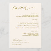 Soft Romantic Script Cream Gold Menus Mariage (Devant)