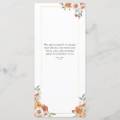 Soft romantique à fleurs menu mariage botanique (Dos)