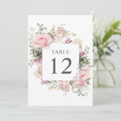 Soft Rose Botanique 5x7 Cartes Numéro de tableau (Debout devant)