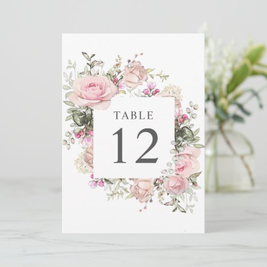 Soft Rose Botanique 5x7 Cartes Numéro de tableau (Debout devant)