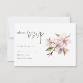 Soft rose cerisier fleurs fleur mariage rsvp carte (Devant)