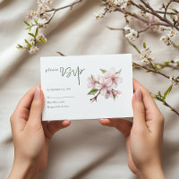 Soft rose cerisier fleurs fleur mariage rsvp carte