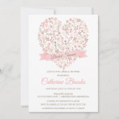 Soft rose Floral Coeur nuptiale Invitation à la do (Devant)