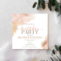 Soft Rose Floral Invitation fête d'anniversaire