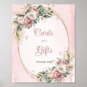 Soft Rose Gold Flowers Greenery Cards and Gifts Poster (Voorkant)