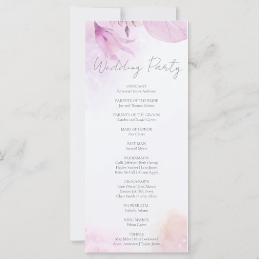 Soft rose moderne Boho Floral Wedding Programme (Dos)