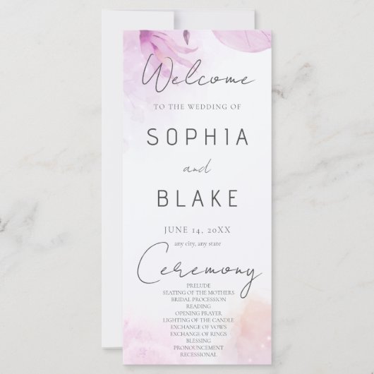 Soft rose moderne Boho Floral Wedding Programme (Devant)
