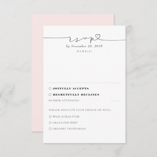 Soft rose moderne mariage minimal RSVP (Devant / Derrière)
