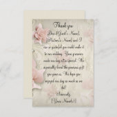 Soft Rose Roses Mariage Merci Cartes de notes (Devant / Derrière)