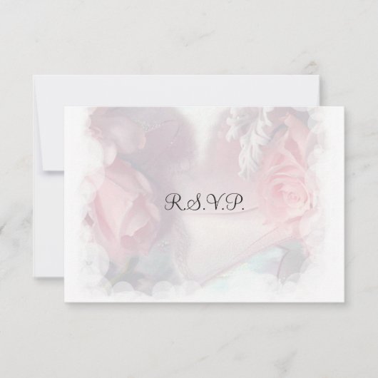 Soft Rose Roses Mariage RSVP (Devant)