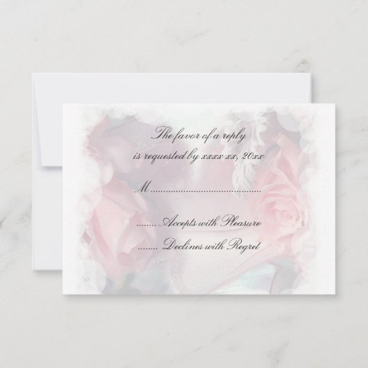 Soft Rose Roses Mariage RSVP (Dos)
