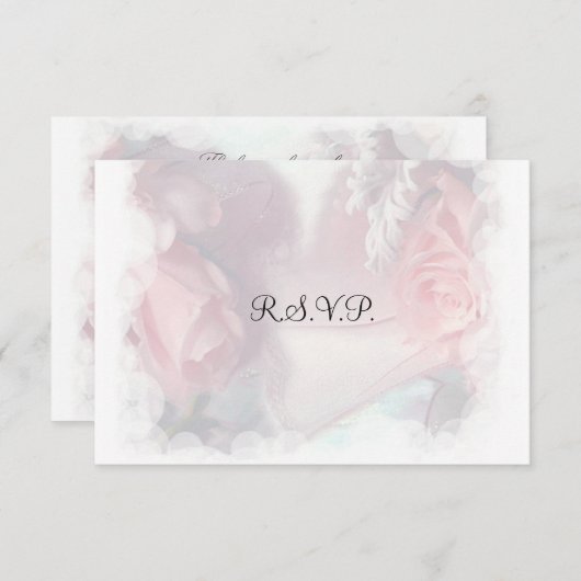 Soft Rose Roses Mariage RSVP (Devant / Derrière)