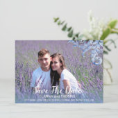 Soft Royal Blue Waterverf Vloeit de datum op Save The Date (Staand voorkant)