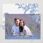 Soft Royal Blue Waterverf Vloeit de datum op Save The Date (Voorkant / Achterkant)