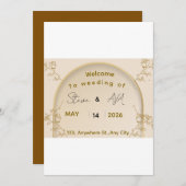 Soft Royal Gold Wedding Invitation | Elegant Minim (Devant / Derrière)