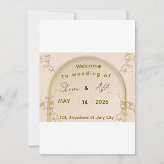 Soft Royal Gold Wedding Invitation | Elegant Minim Kaart