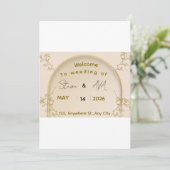 Soft Royal Gold Wedding Invitation | Elegant Minim Kaart (Staand voorkant)