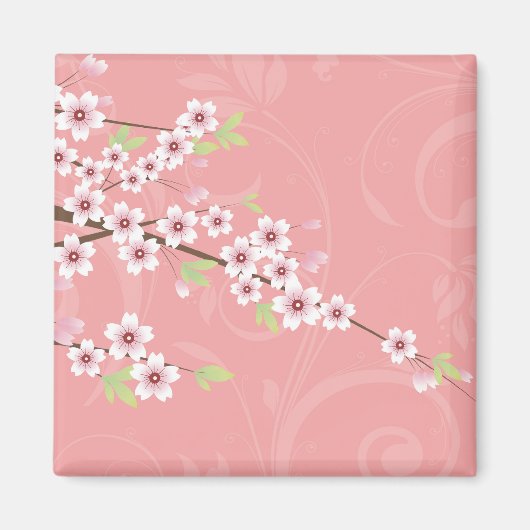 Soft roze Cherry Blossom Magneet (Voorkant)