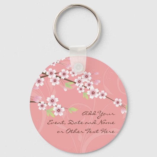 Soft roze Cherry Blossom Sleutelhanger (Voorkant)