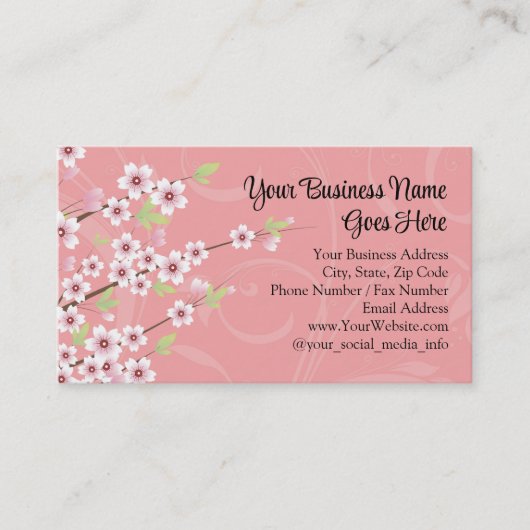Soft roze Cherry Blossom Visitekaartje (Voorkant)