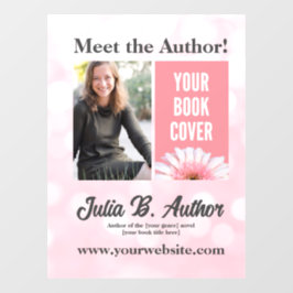 Soft Roze en Wit Custom Auteur Boek Signing Raamsticker