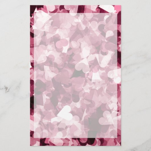 Soft roze Kawaii Hearts Background Briefpapier (Voorkant)