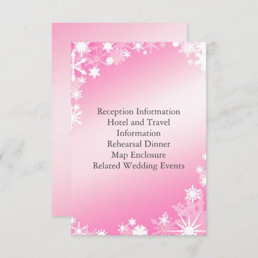 Soft roze Snowflakes Enclosure Card Informatiekaartje (Voorkant / Achterkant)