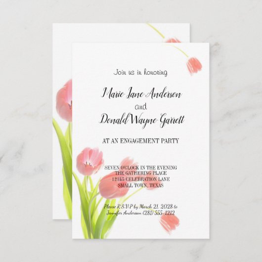 Soft roze Tulips Engagement Party (Voorkant / Achterkant)