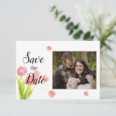 Soft roze tulpen save the date (Staand voorkant)