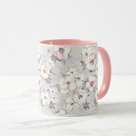 Soft roze Waterverf Patroon Mok (Voorkant rechts)