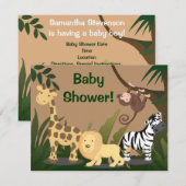 Soft Safari Baby shower Invitation Kaart (Voorkant / Achterkant)