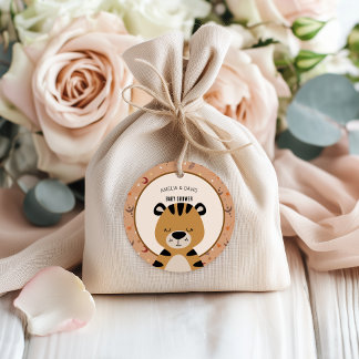 Soft Safari Tiger Celestial Neutral Baby Shower Bedankjes Labels
