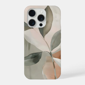 Soft Sage & Blush Abstract Botanical Art iPhone 15 Pro Hoesje