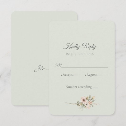 Soft Sage Botanical Wedding RSVP (Devant / Derrière)