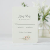 Soft Sage Botanical Wedding RSVP Card | (Debout devant)