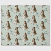 Soft Sage Green & Aangepaste Verjaardag tekst en f Cadeaupapier (Vlak)