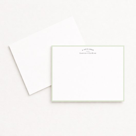 Soft Sage Green Border Personalized Note Card Kaart